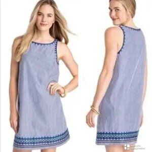 Vineyard Vines Blue White Striped Sleeveless Geometric Shift A-Line Dress Size 2